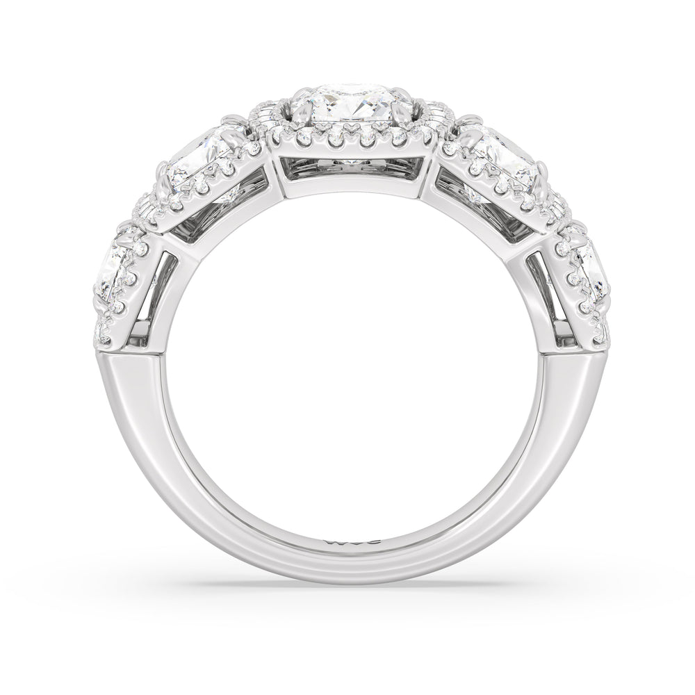 Elegance Cushion Five Stone Halo Anniversary Ring with Platinum / Lab / 4 Cut Diamond in 14KT Platinum / Lab / 4 view 4
