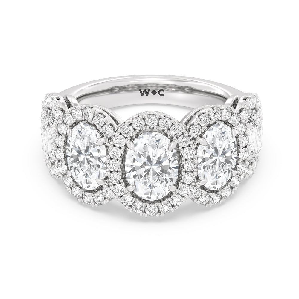 Elegance Oval Five Stone Halo Anniversary Ring with Platinum / Lab / 4 Cut Diamond in 14KT Platinum / Lab / 4 view 1
