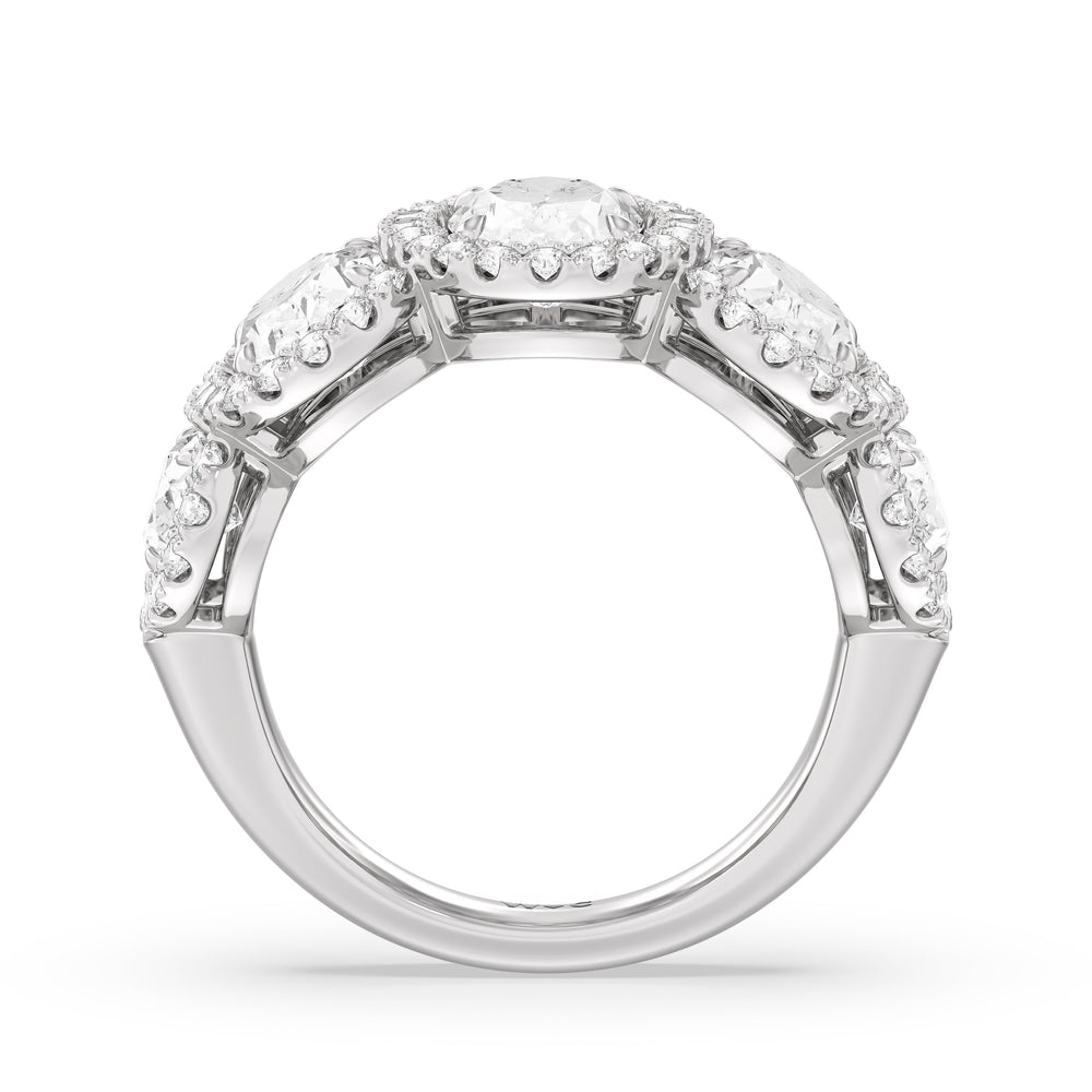 Elegance Oval Five Stone Halo Anniversary Ring with Platinum / Lab / 4 Cut Diamond in 14KT Platinum / Lab / 4 view 4
