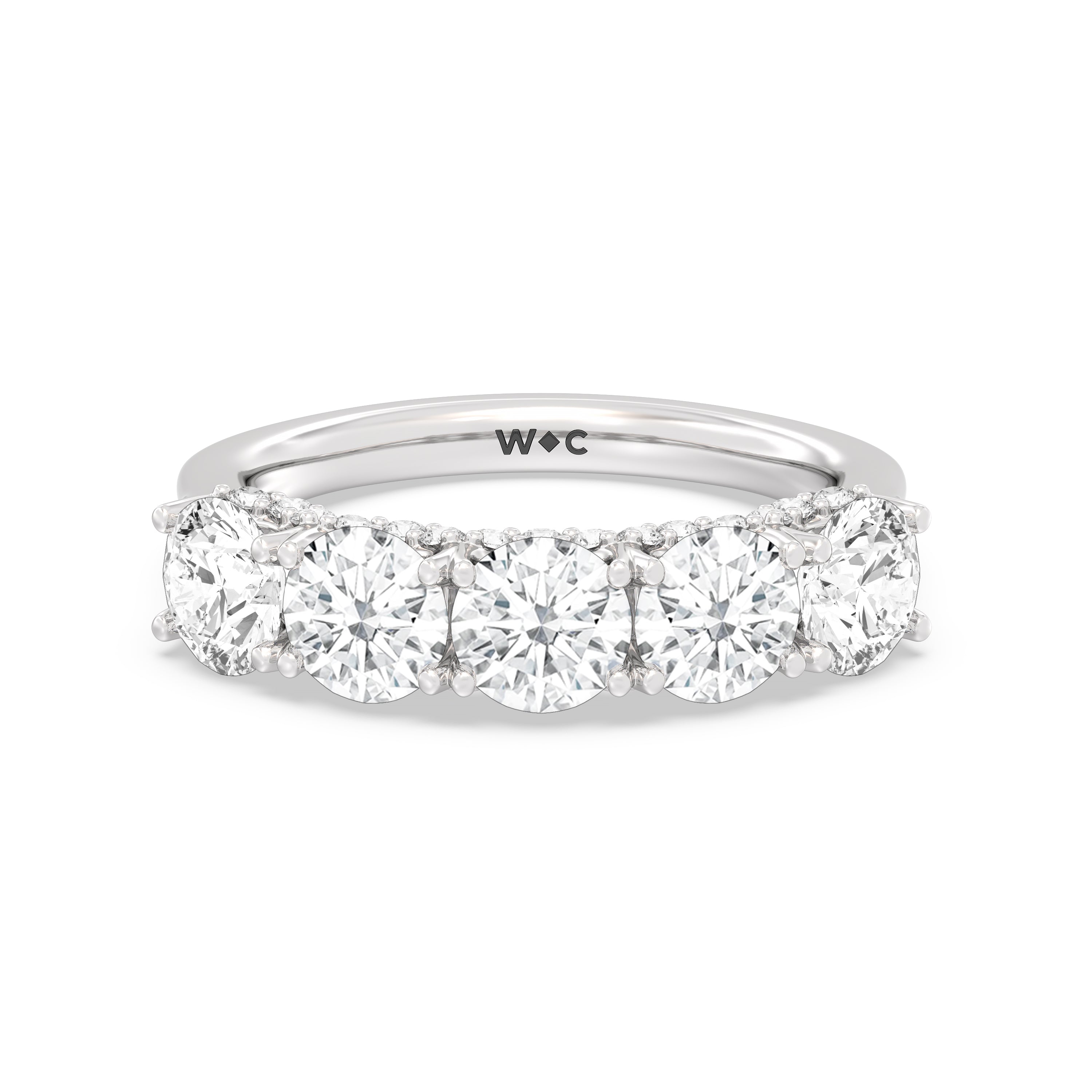 Elegance Hidden Halo Round Five Stone Anniversary Ring – With Clarity