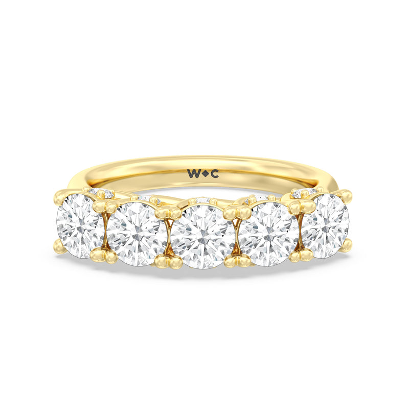 Elegance Hidden Accent Trellis Round Five Stone Anniversary Ring