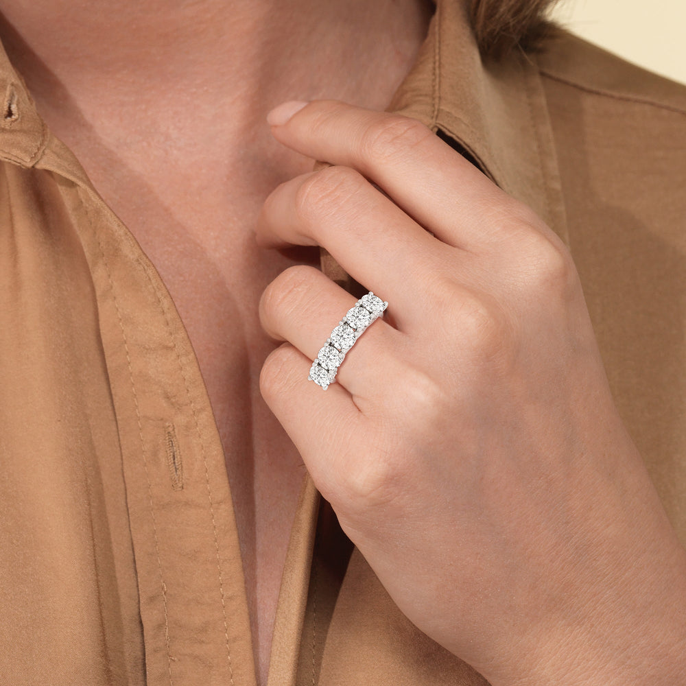 Elegance Hidden Accent Trellis Round Five Stone Anniversary Ring with 18KT Yellow Gold / Lab / 5 Cut Diamond in 14KT Yellow Gold / Lab / 5 view 2
