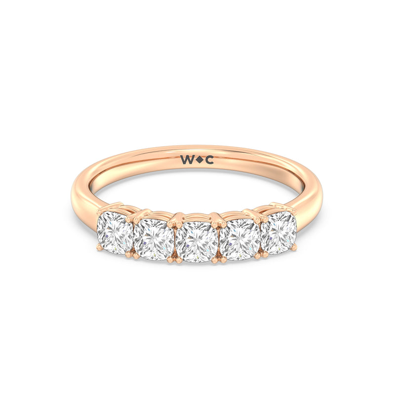 Five Stone Cushion Diamond Anniversary Ring