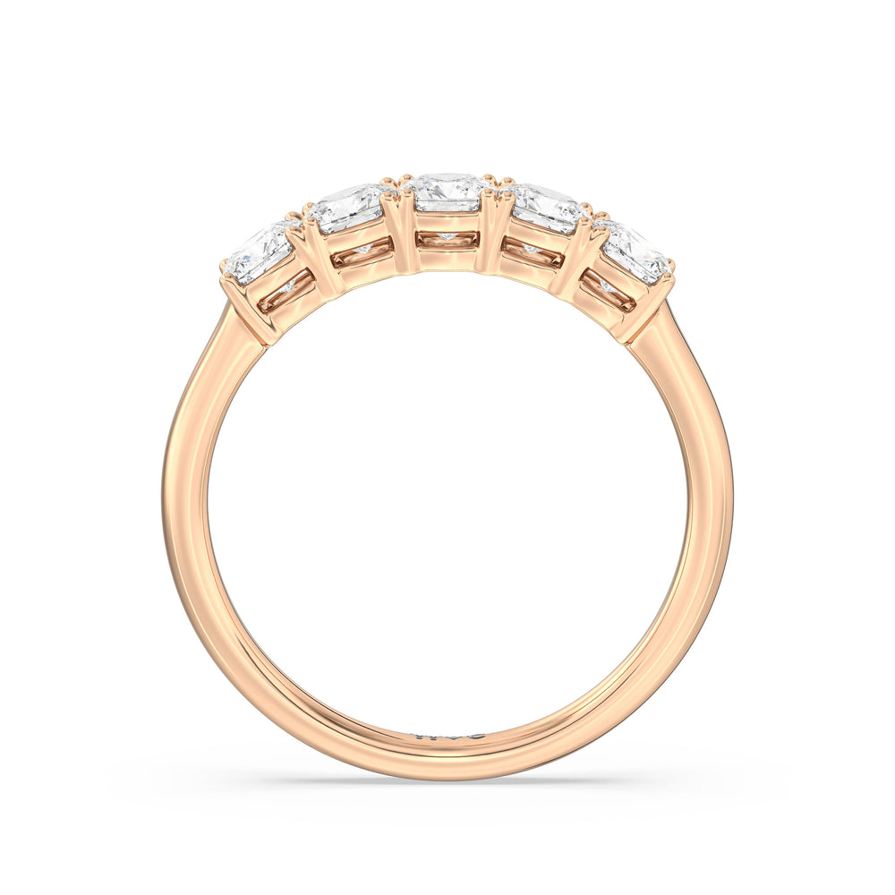 Five Stone Cushion Diamond Anniversary Ring with 18KT Rose Gold / Lab / 1 Cut Diamond in 14KT Rose Gold / Lab / 1 view 4
