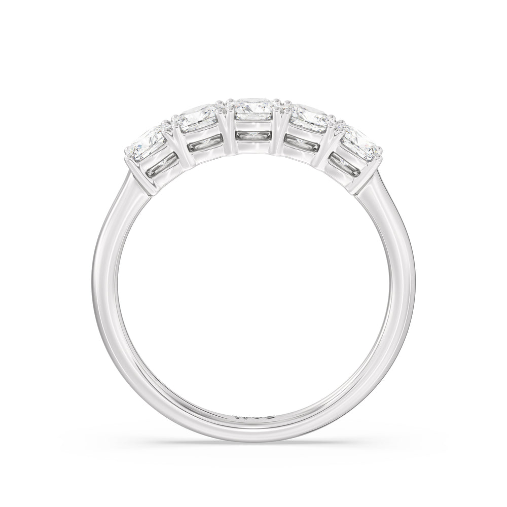Five Stone Cushion Diamond Anniversary Ring with Platinum / Lab / 1 Cut Diamond in 14KT Platinum / Lab / 1 view 4

