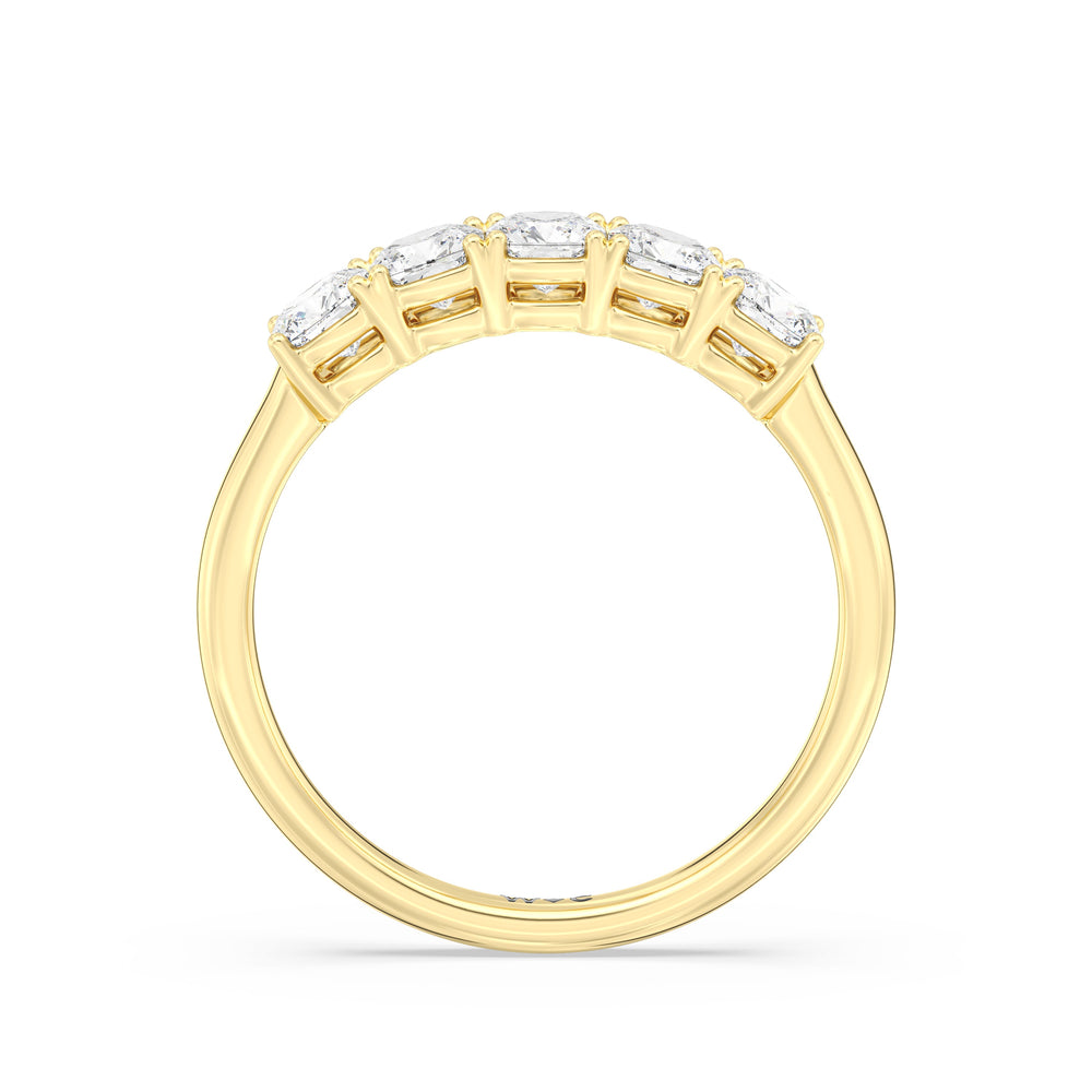 Five Stone Cushion Diamond Anniversary Ring with 18KT Yellow Gold / Lab / 1 Cut Diamond in 14KT Yellow Gold / Lab / 1 view 4
