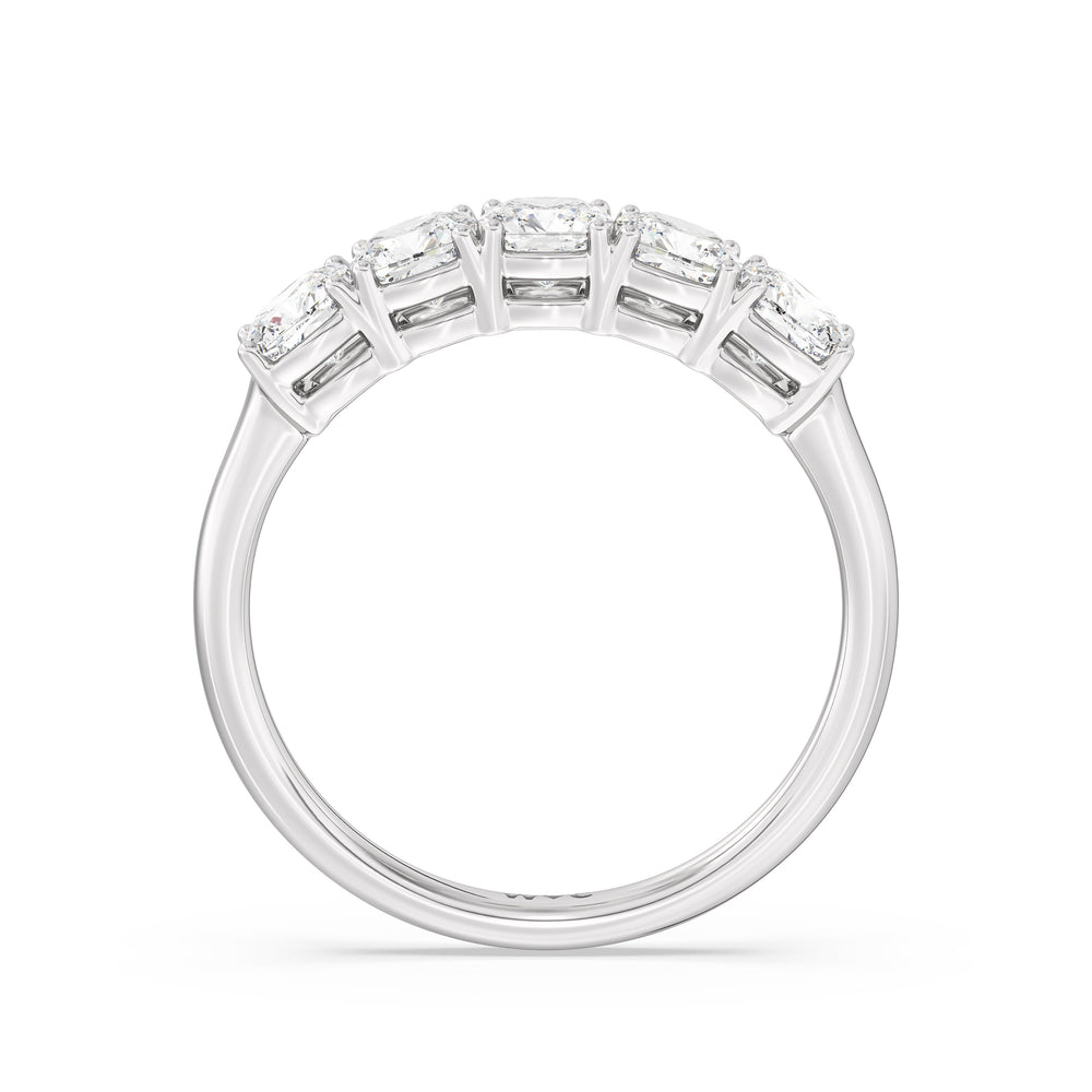 Five Stone Cushion Diamond Anniversary Ring with Platinum / Lab / 1 1/2 Cut Diamond in 14KT Platinum / Lab / 1 1/2 view 4
