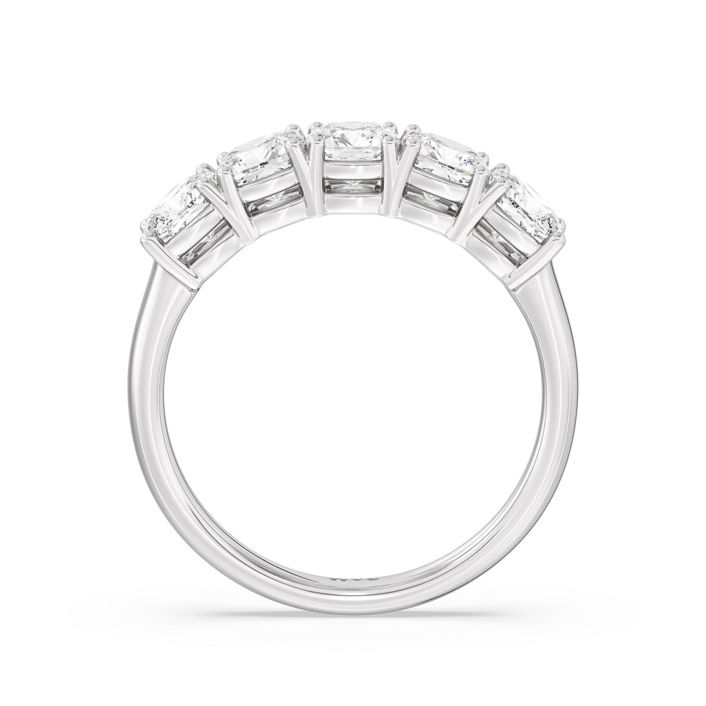 Five Stone Cushion Diamond Anniversary Ring with Platinum / Lab / 2 Cut Diamond in 14KT Platinum / Lab / 2 view 4
