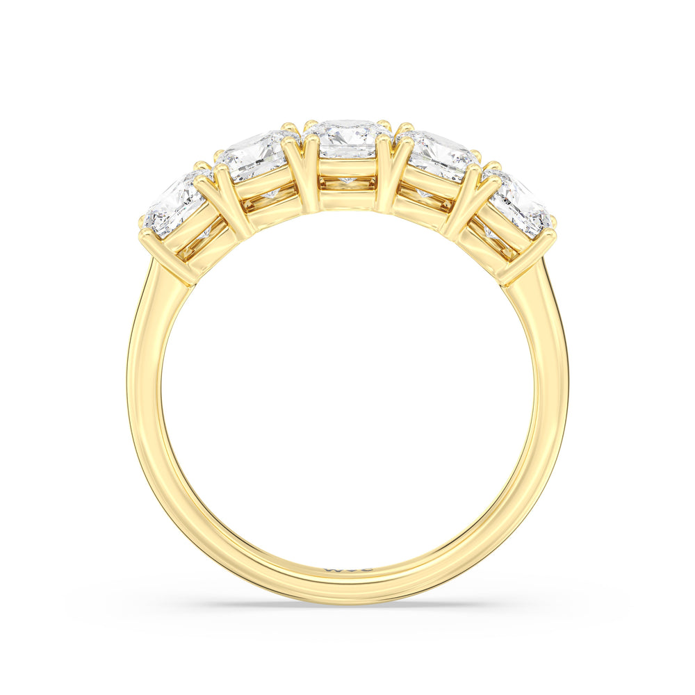 Five Stone Cushion Diamond Anniversary Ring Size 7.5 with 18KT Yellow Gold / Lab / 2 Cut Diamond in 14KT Yellow Gold / Lab / 2 view 4
