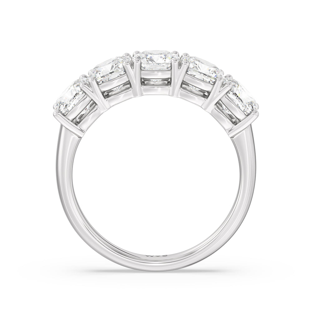 Five Stone Cushion Diamond Anniversary Ring with Platinum / Lab / 3 Cut Diamond in 14KT Platinum / Lab / 3 view 4
