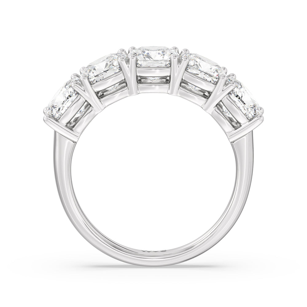 Five Stone Cushion Diamond Anniversary Ring with Platinum / Lab / 4 Cut Diamond in 14KT Platinum / Lab / 4 view 4
