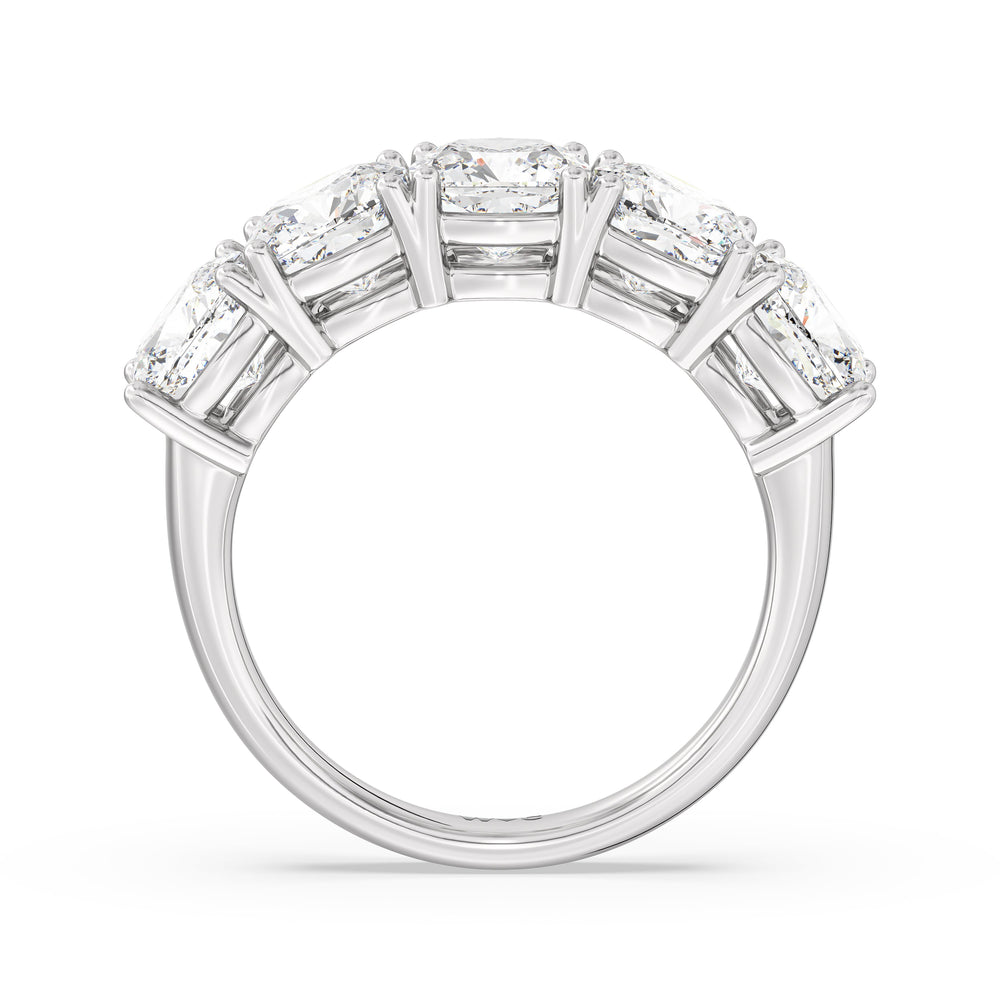 Five Stone Cushion Diamond Anniversary Ring with Platinum / Lab / 5 Cut Diamond in 14KT Platinum / Lab / 5 view 4
