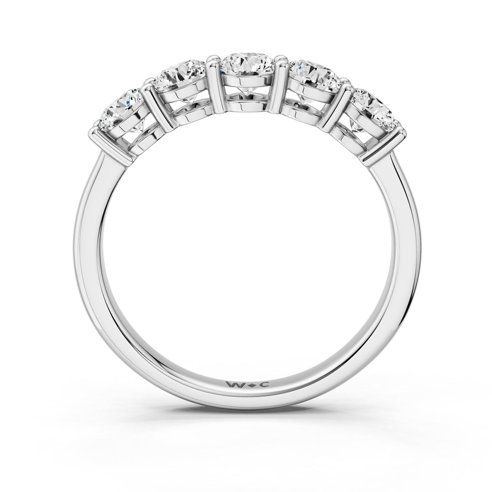 Five Stone Round Brilliant Cut Diamond Ring (F/G SI+) with Platinum / Natural / 1 Cut Diamond in 14KT Platinum / Natural / 1 view 2

