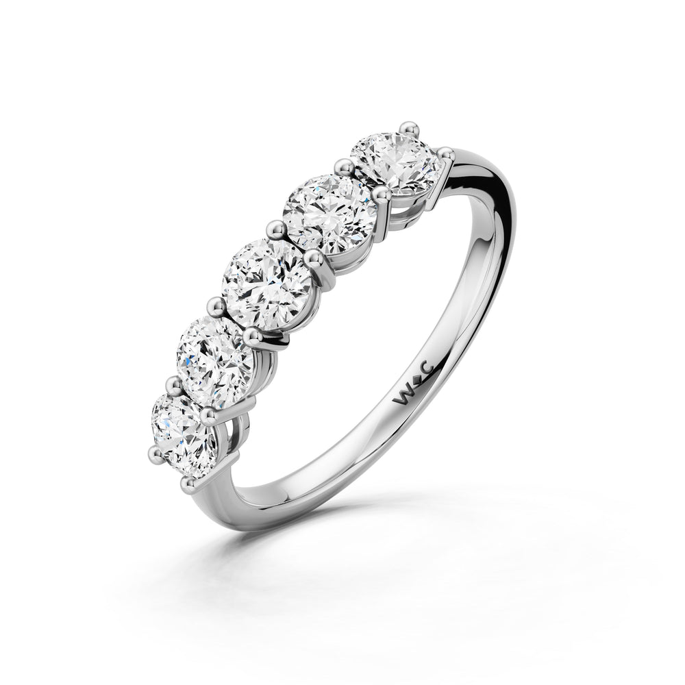 Five Stone Round Brilliant Cut Diamond Ring (F/G SI+) with Platinum / Natural / 1 Cut Diamond in 14KT Platinum / Natural / 1 view 3
