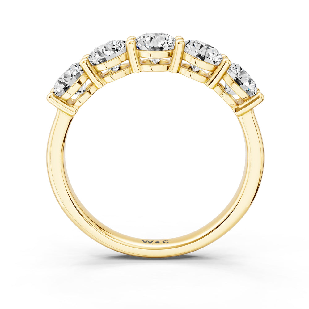 Five Stone Round Brilliant Cut Diamond Ring (F/G SI+) with 18KT Yellow Gold / Natural / 1 1/2 Cut Diamond in 14KT Yellow Gold / Natural / 1 1/2 view 2
