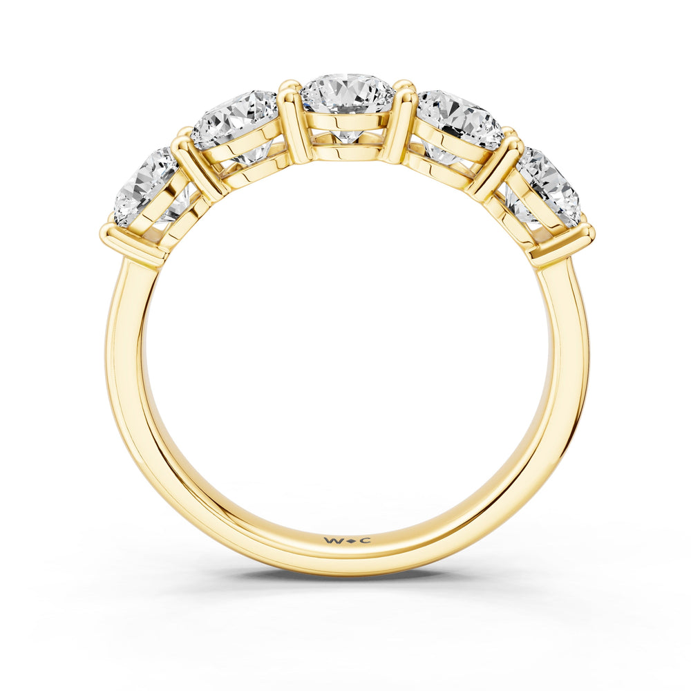 Five Stone Round Brilliant Cut Diamond Ring (F/G SI+) with 18KT Yellow Gold / Natural / 2 Cut Diamond in 14KT Yellow Gold / Natural / 2 view 4
