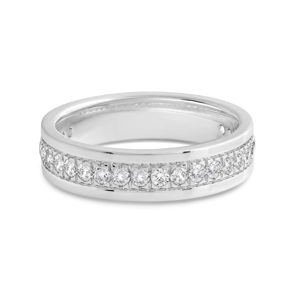 Round Diamond Horizon Ring with 18KT White Gold / 5 Cut Diamond in 14KT White Gold / 5 view 1
