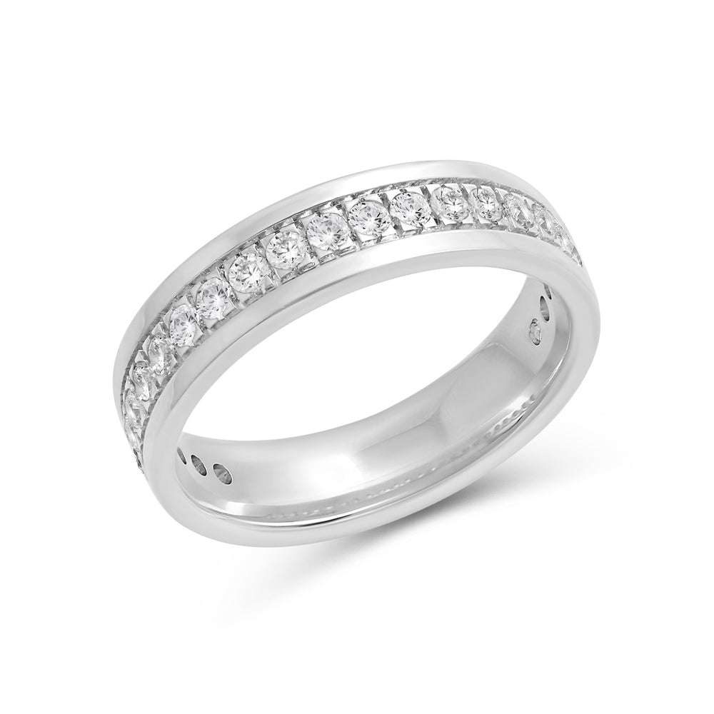 Round Diamond Horizon Ring with 18KT White Gold / 5 Cut Diamond in 14KT White Gold / 5 view 5
