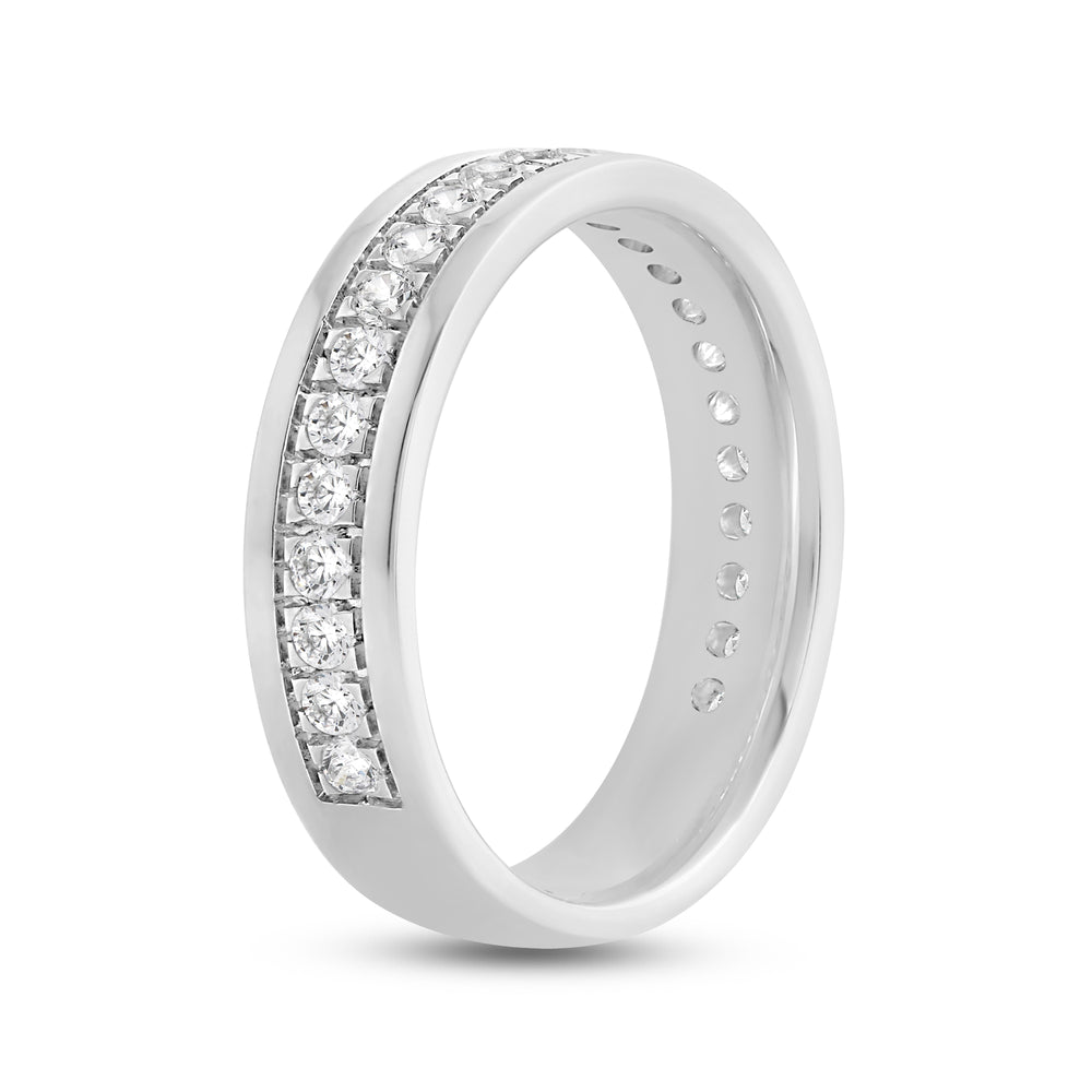 Round Diamond Horizon Ring with 18KT White Gold / 5 Cut Diamond in 14KT White Gold / 5 view 6
