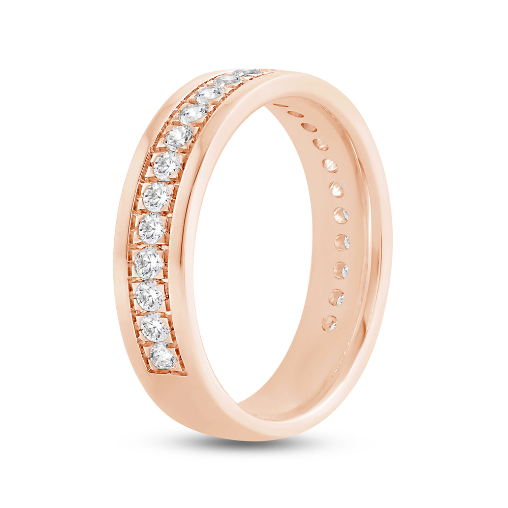 Round Diamond Horizon Ring with 18KT Rose Gold / 5 Cut Diamond in 14KT Rose Gold / 5 view 6
