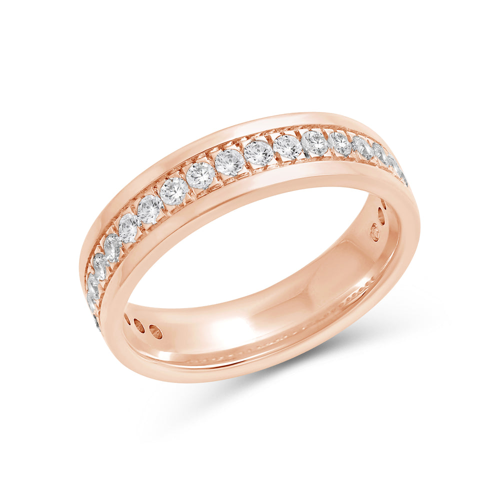 Round Diamond Horizon Ring with 18KT Rose Gold / 5 Cut Diamond in 14KT Rose Gold / 5 view 5
