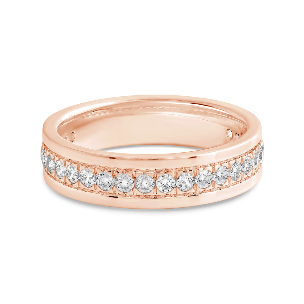 Round Diamond Horizon Ring with 18KT Rose Gold / 5 Cut Diamond in 14KT Rose Gold / 5 view 1
