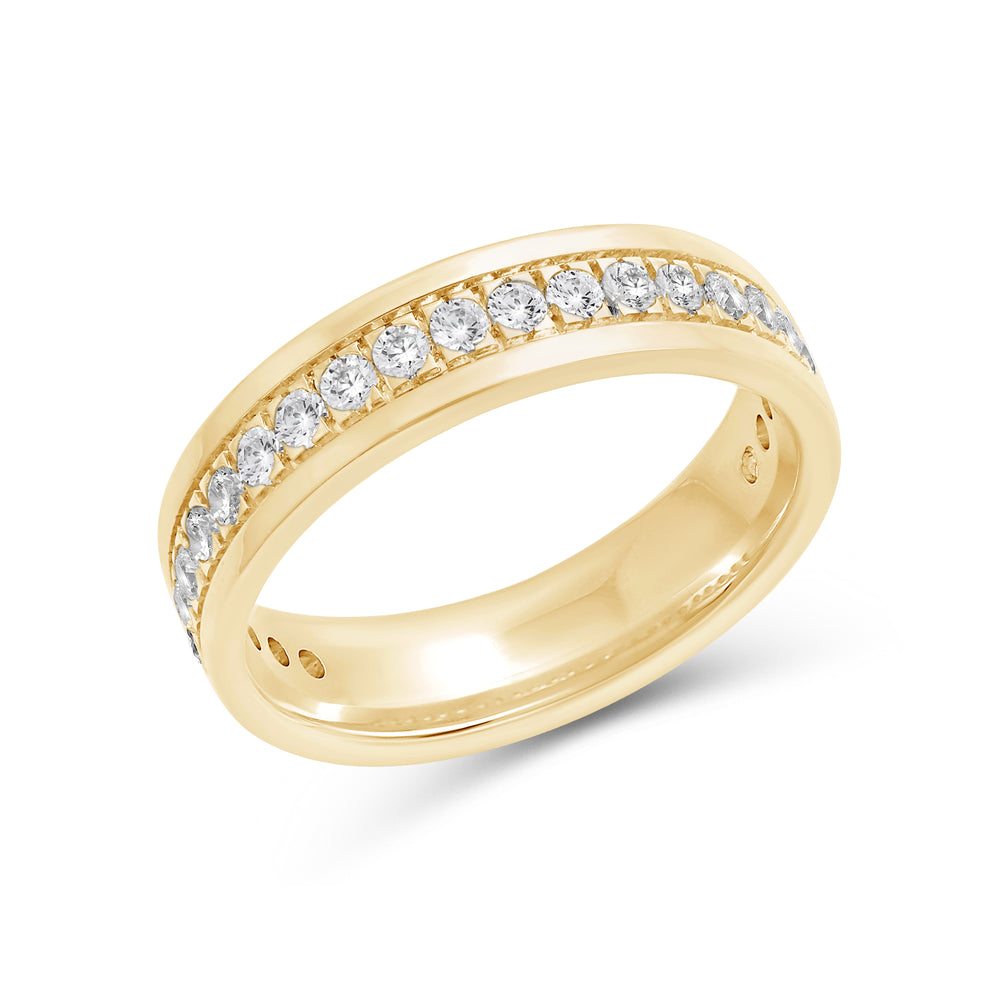 Round Diamond Horizon Ring with 18KT Yellow Gold / 5 Cut Diamond in 14KT Yellow Gold / 5 view 5
