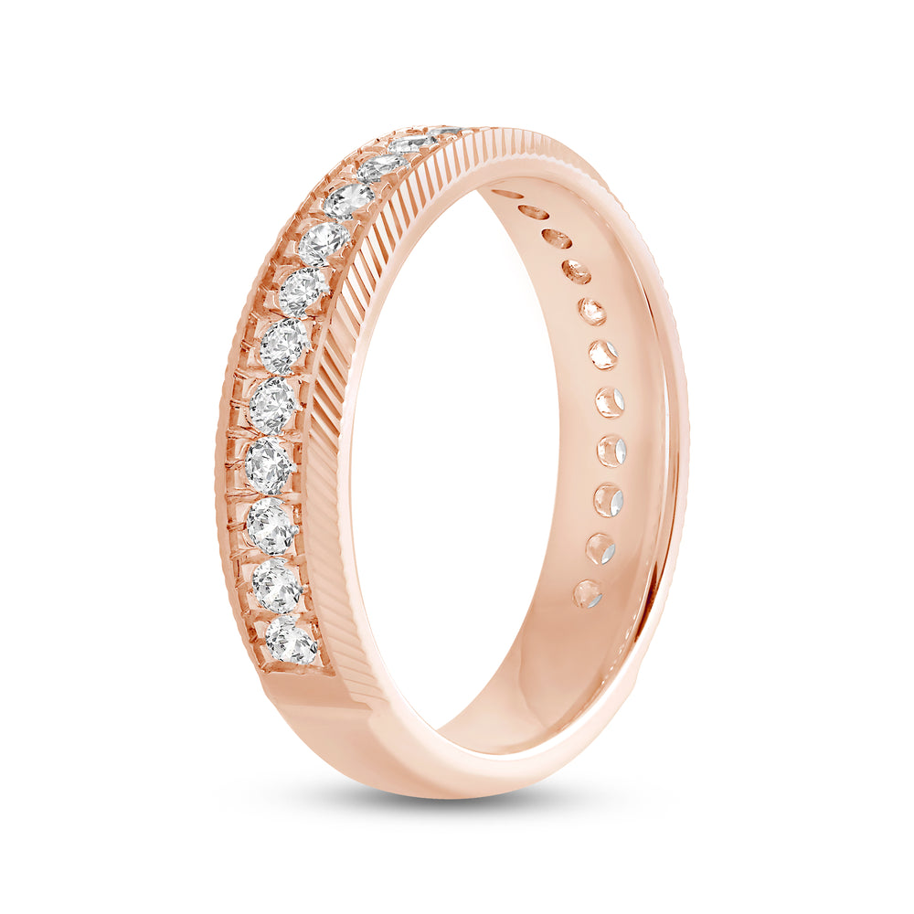 Ribbed Frame Ring with 18KT Rose Gold / Lab / 1/2 Cut Diamond in 14KT Rose Gold / Lab / 1/2 view 6
