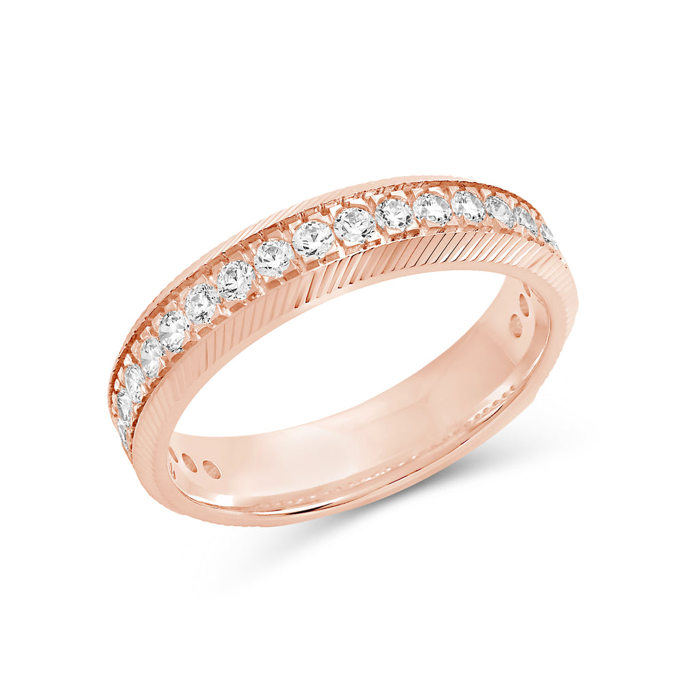 Ribbed Frame Ring with 18KT Rose Gold / Lab / 1/2 Cut Diamond in 14KT Rose Gold / Lab / 1/2 view 5
