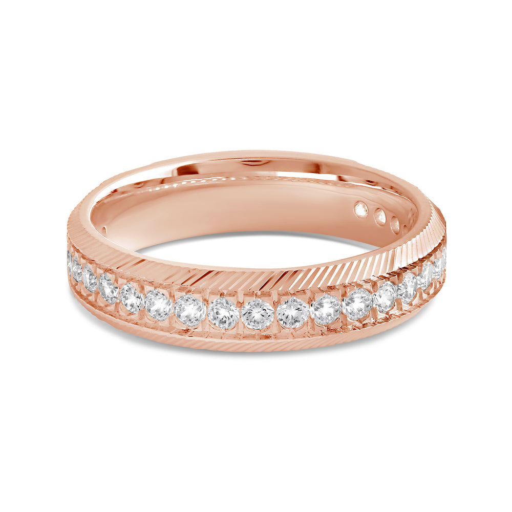 Ribbed Frame Ring with 18KT Rose Gold / Lab / 1/2 Cut Diamond in 14KT Rose Gold / Lab / 1/2 view 1
