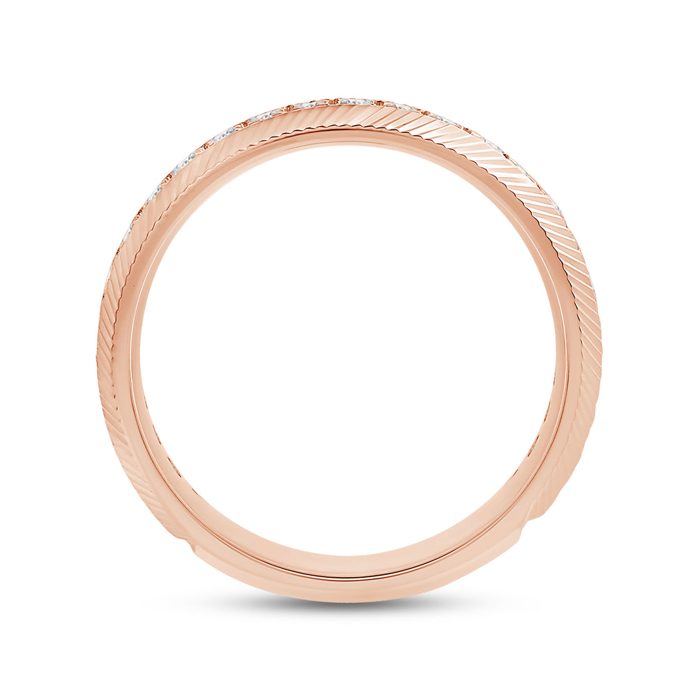 Ribbed Frame Ring with 18KT Rose Gold / Lab / 1/2 Cut Diamond in 14KT Rose Gold / Lab / 1/2 view 4

