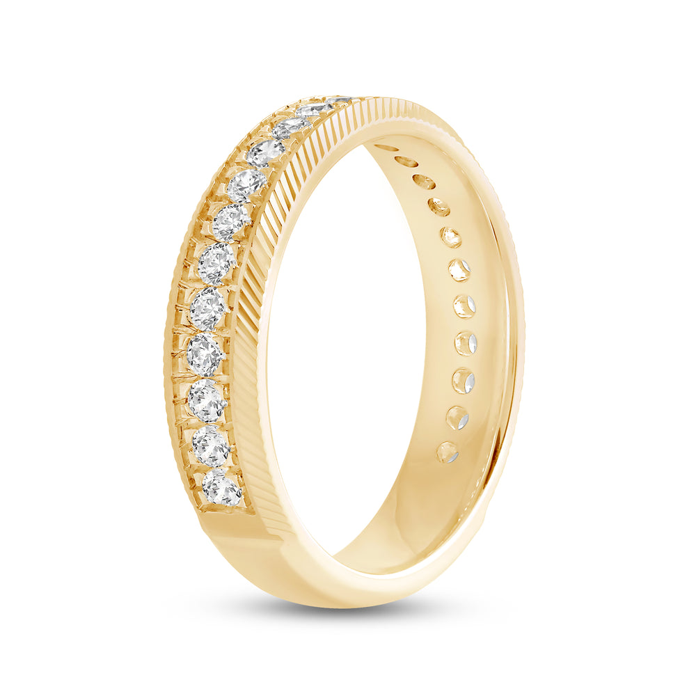 Ribbed Frame Ring with 18KT Yellow Gold / Lab / 1/2 Cut Diamond in 14KT Yellow Gold / Lab / 1/2 view 6
