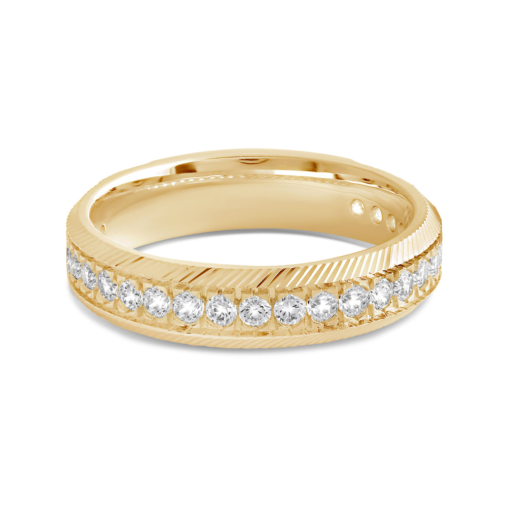 Ribbed Frame Ring with 18KT Yellow Gold / Lab / 1/2 Cut Diamond in 14KT Yellow Gold / Lab / 1/2 view 1
