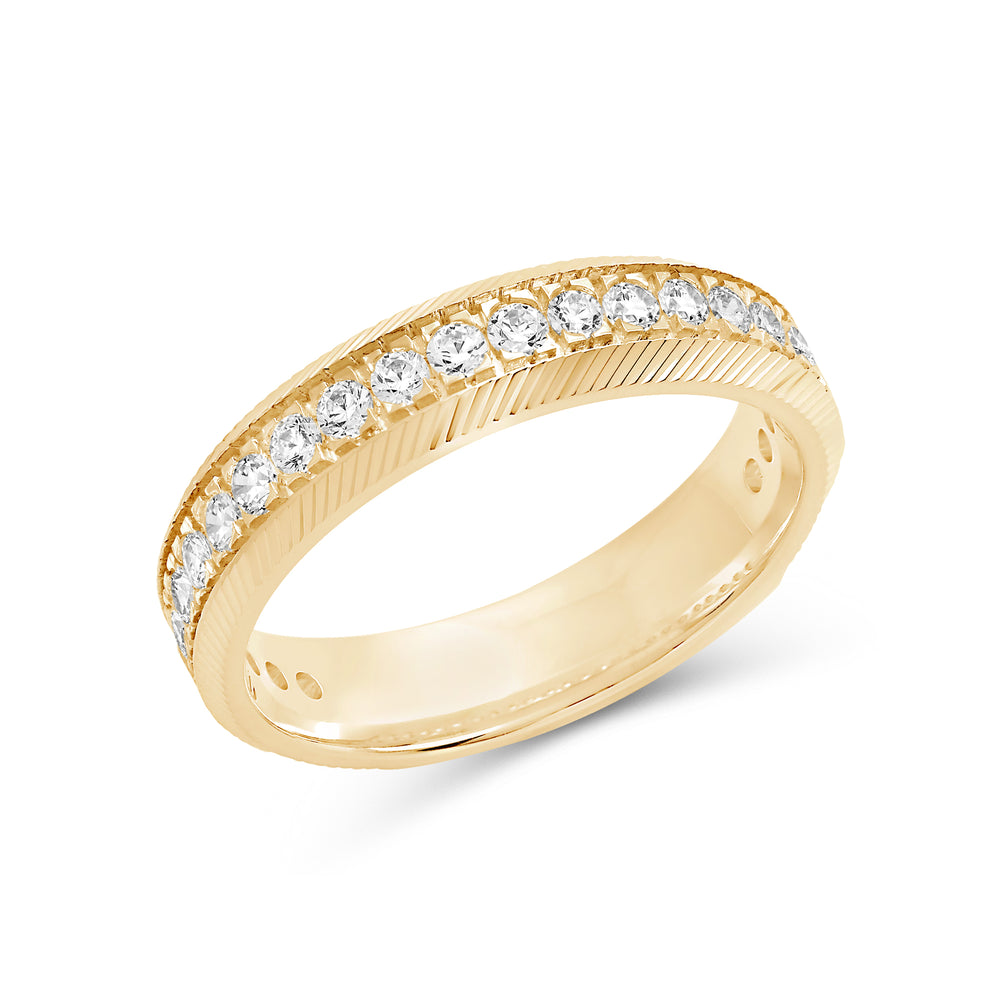Ribbed Frame Ring with 18KT Yellow Gold / Lab / 1/2 Cut Diamond in 14KT Yellow Gold / Lab / 1/2 view 5
