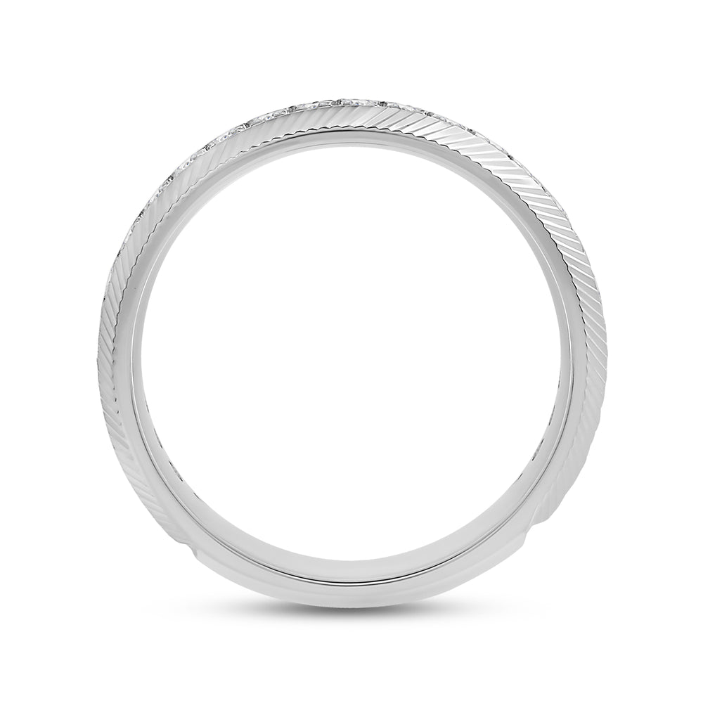Ribbed Frame Ring with 18KT White Gold / Lab / 1/2 Cut Diamond in 14KT White Gold / Lab / 1/2 view 4
