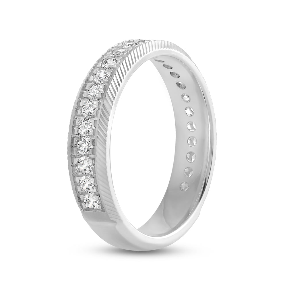Ribbed Frame Ring with 18KT White Gold / Lab / 1/2 Cut Diamond in 14KT White Gold / Lab / 1/2 view 6

