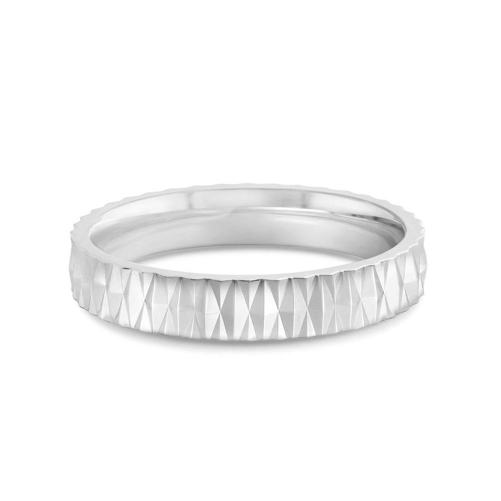 V Wide Men's Ring with 18KT White Gold / 4 Cut Diamond in 14KT White Gold / 4 view 1
