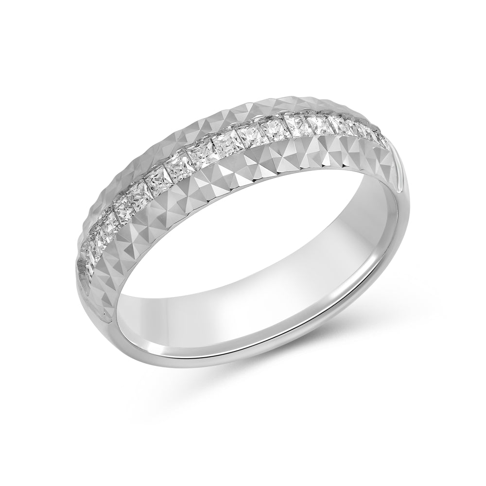 Omega Frame Men's Ring with 18KT White Gold / Lab / 3/4 Cut Diamond in 14KT White Gold / Lab / 3/4 view 4
