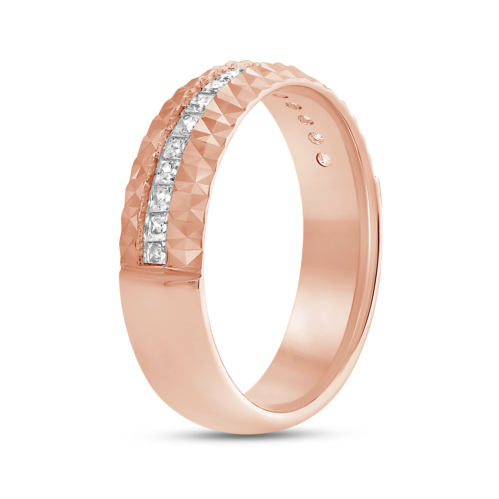 Omega Frame Men's Ring with 18KT Rose Gold / Lab / 3/4 Cut Diamond in 14KT Rose Gold / Lab / 3/4 view 3
