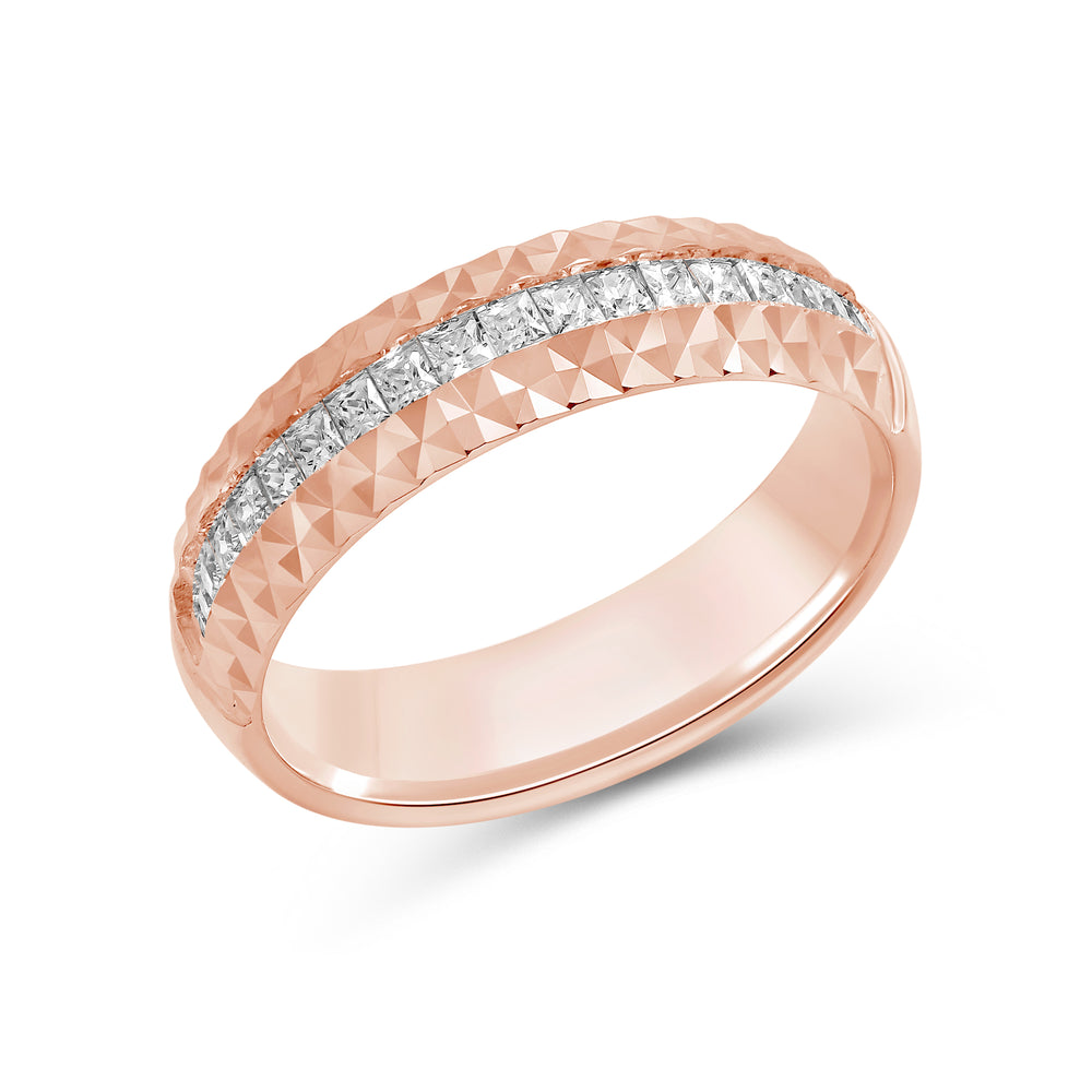 Omega Frame Men's Ring with 18KT Rose Gold / Lab / 3/4 Cut Diamond in 14KT Rose Gold / Lab / 3/4 view 4
