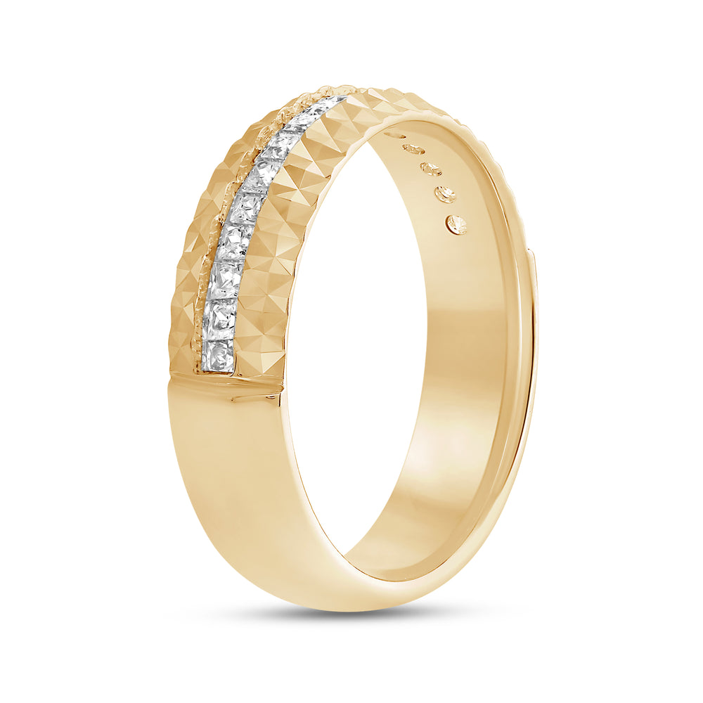 Omega Frame Men's Ring with 18KT Yellow Gold / Lab / 3/4 Cut Diamond in 14KT Yellow Gold / Lab / 3/4 view 3
