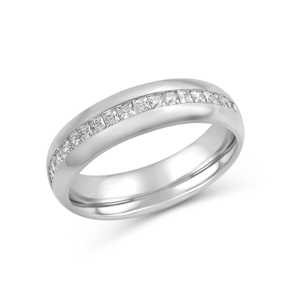 Wide Dome Diamond Horizon Ring with 18KT White Gold / Lab / 3/8 Cut Diamond in 14KT White Gold / Lab / 3/8 view 5
