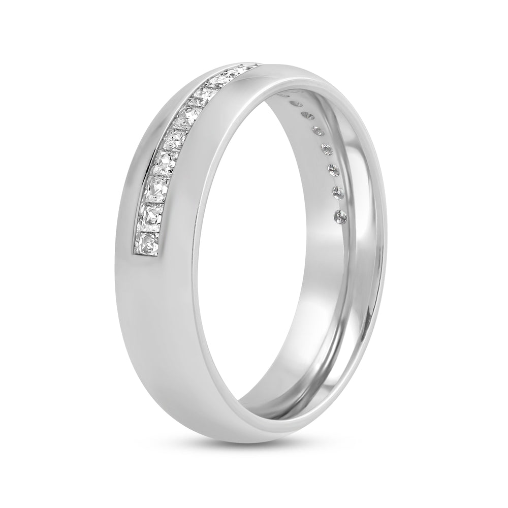 Wide Dome Diamond Horizon Ring with 18KT White Gold / Lab / 3/8 Cut Diamond in 14KT White Gold / Lab / 3/8 view 6
