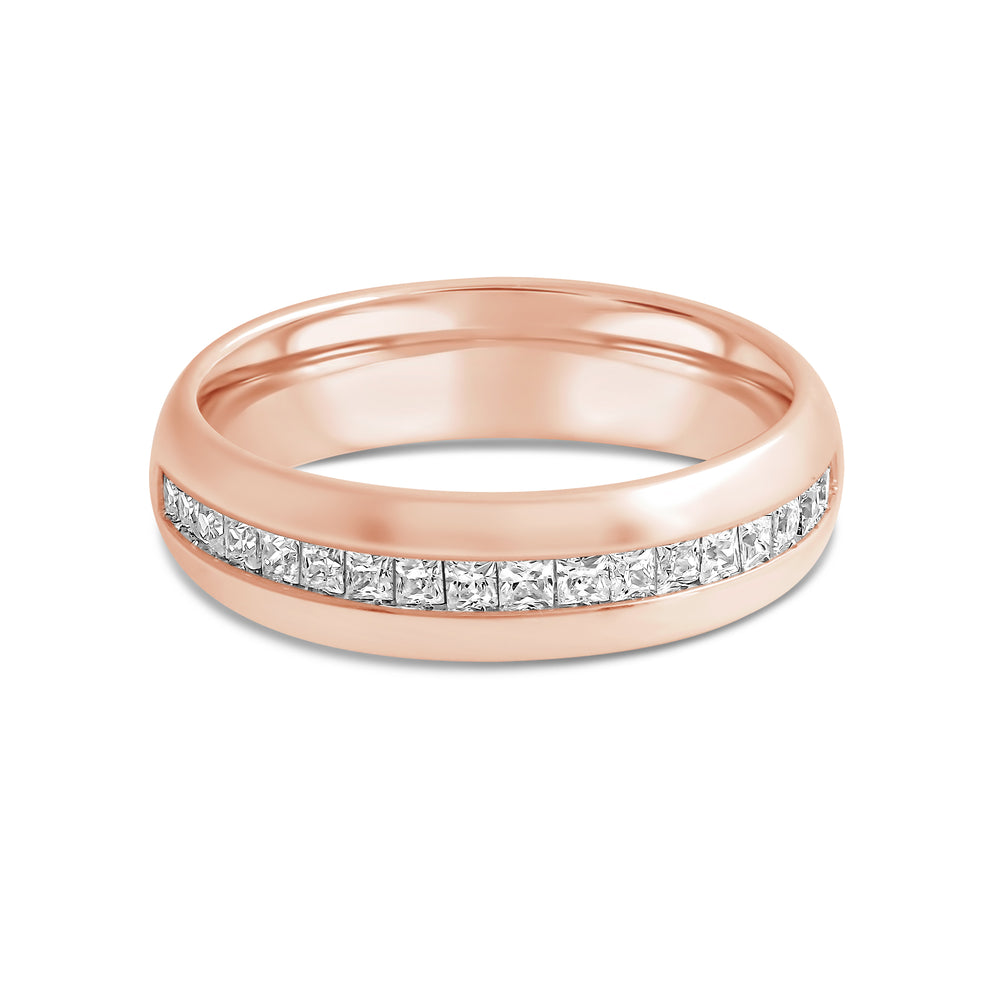 Wide Dome Diamond Horizon Ring with 18KT Rose Gold / Lab / 3/8 Cut Diamond in 14KT Rose Gold / Lab / 3/8 view 1
