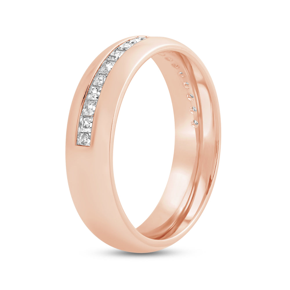 Wide Dome Diamond Horizon Ring with 18KT Rose Gold / Lab / 3/8 Cut Diamond in 14KT Rose Gold / Lab / 3/8 view 5
