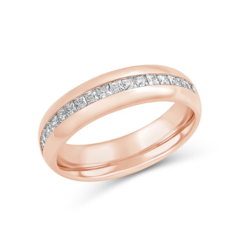 Wide Dome Diamond Horizon Ring with 18KT Rose Gold / Lab / 3/8 Cut Diamond in 14KT Rose Gold / Lab / 3/8 view 6
