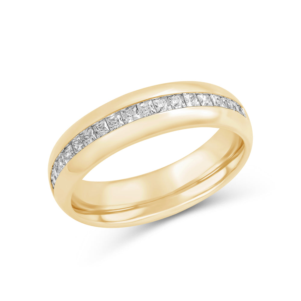 Wide Dome Diamond Horizon Ring with 18KT Yellow Gold / Lab / 3/8 Cut Diamond in 14KT Yellow Gold / Lab / 3/8 view 5
