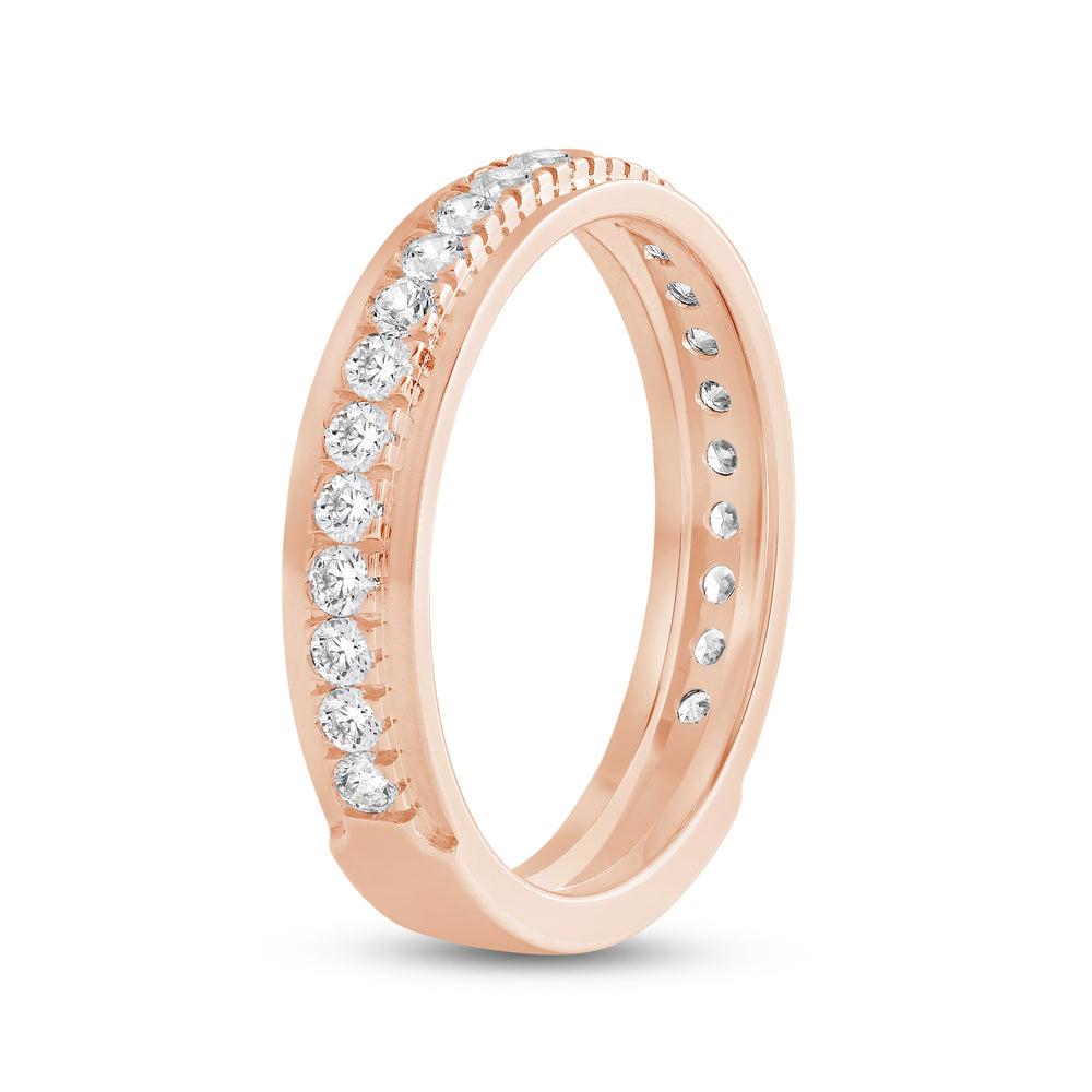 Round Diamond Horizon Ring with 18KT Rose Gold / 3.5 Cut Diamond in 14KT Rose Gold / 3.5 view 6
