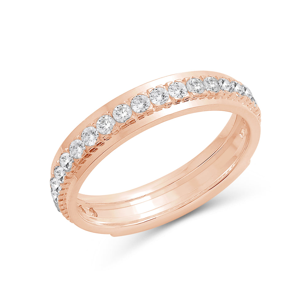 Round Diamond Horizon Ring with 18KT Rose Gold / 3.5 Cut Diamond in 14KT Rose Gold / 3.5 view 5
