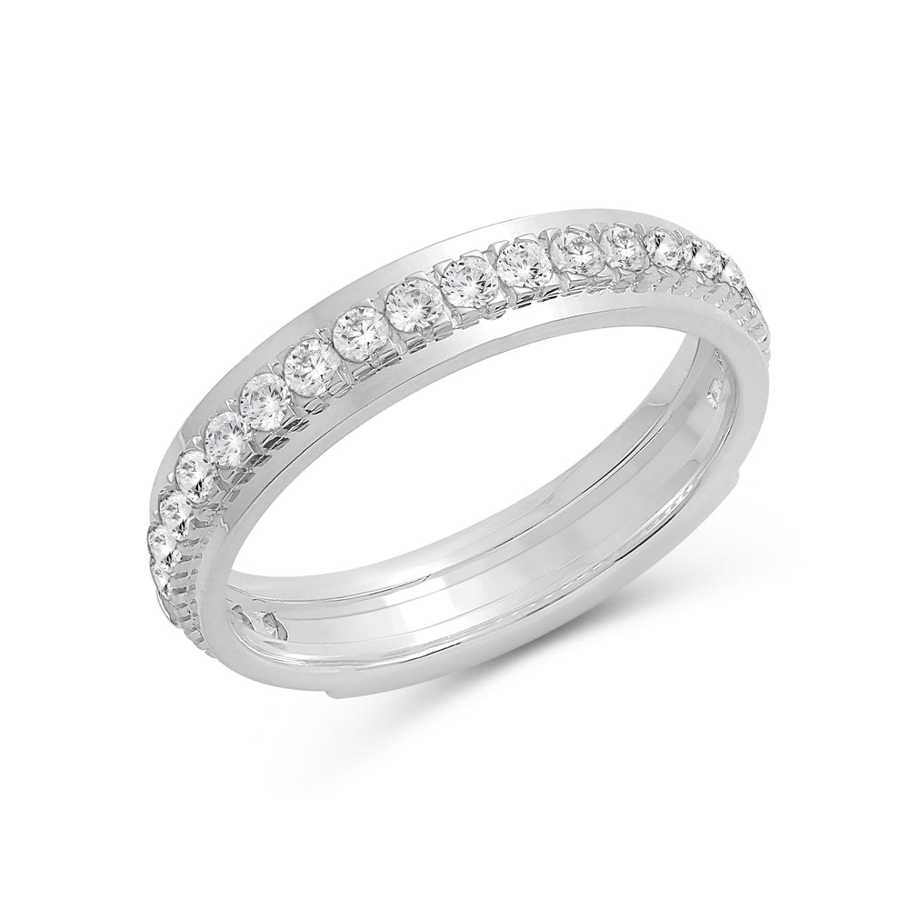 Round Diamond Horizon Ring with 18KT White Gold / 3.5 Cut Diamond in 14KT White Gold / 3.5 view 5
